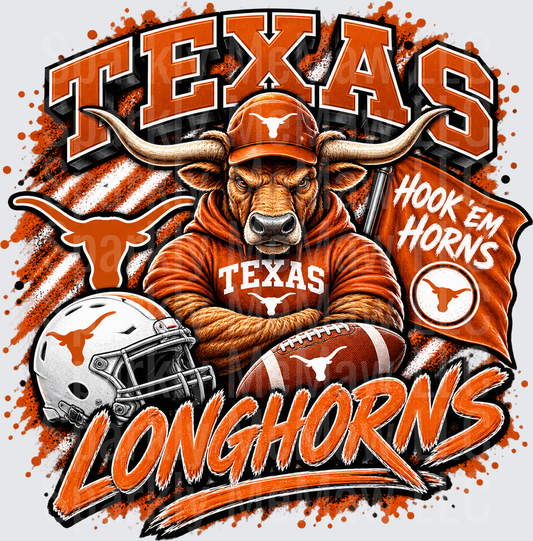 Texas Longhorns Hook Em Horns is a UV DTF Decal