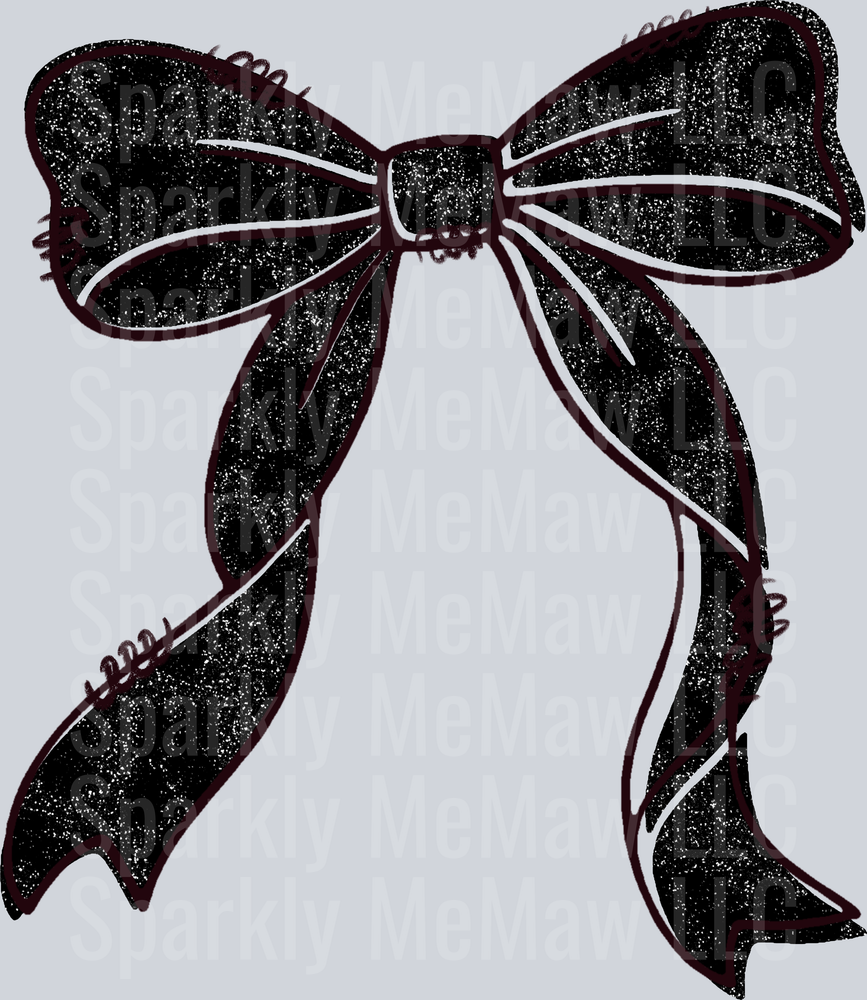 Black Glitter Bow with White Outline UV DTF Decal