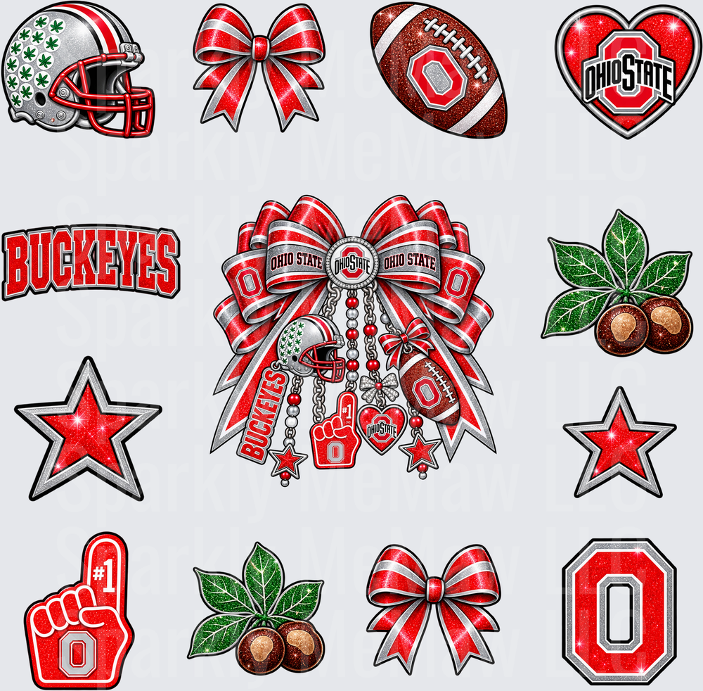 Ohio State Buckeyes Glitter Elements is a 10 inch cut and stick UV Decal Sheet