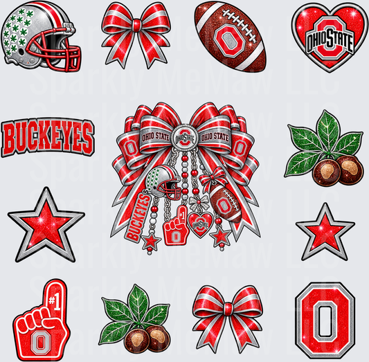 Ohio State Buckeyes Glitter Elements is a 10 inch cut and stick UV Decal Sheet