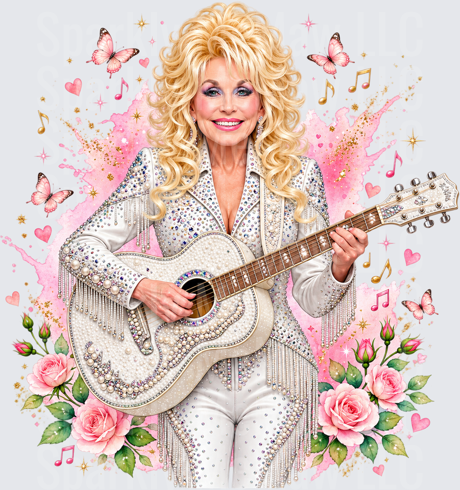 Dolly Parton Glam Guitar UV Decal Decal