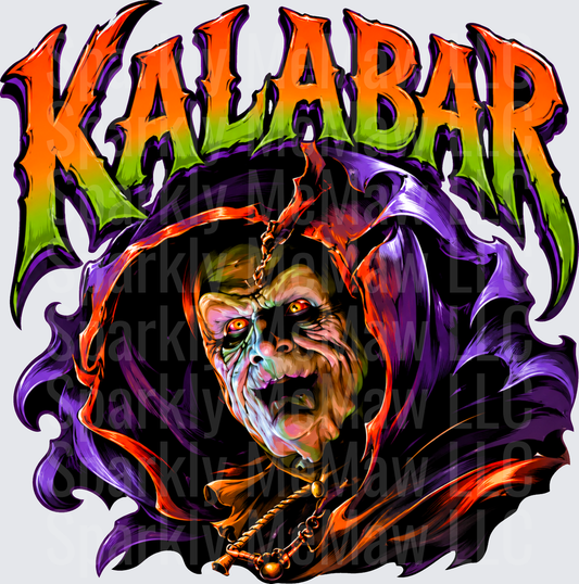 Kalabar Hocus Pocus Villain Hooded Sorcerer Glowing Eyes Horror Art DTF Transfer (fabrics)