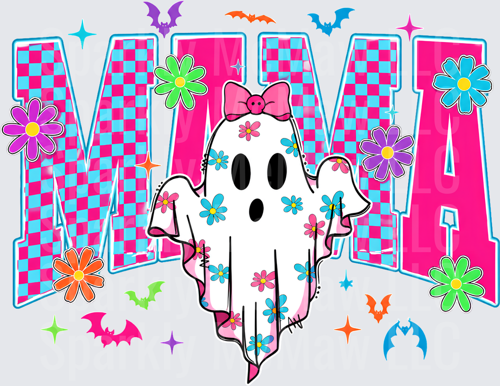 Floral Ghost Mama Halloween UV DTF Decal