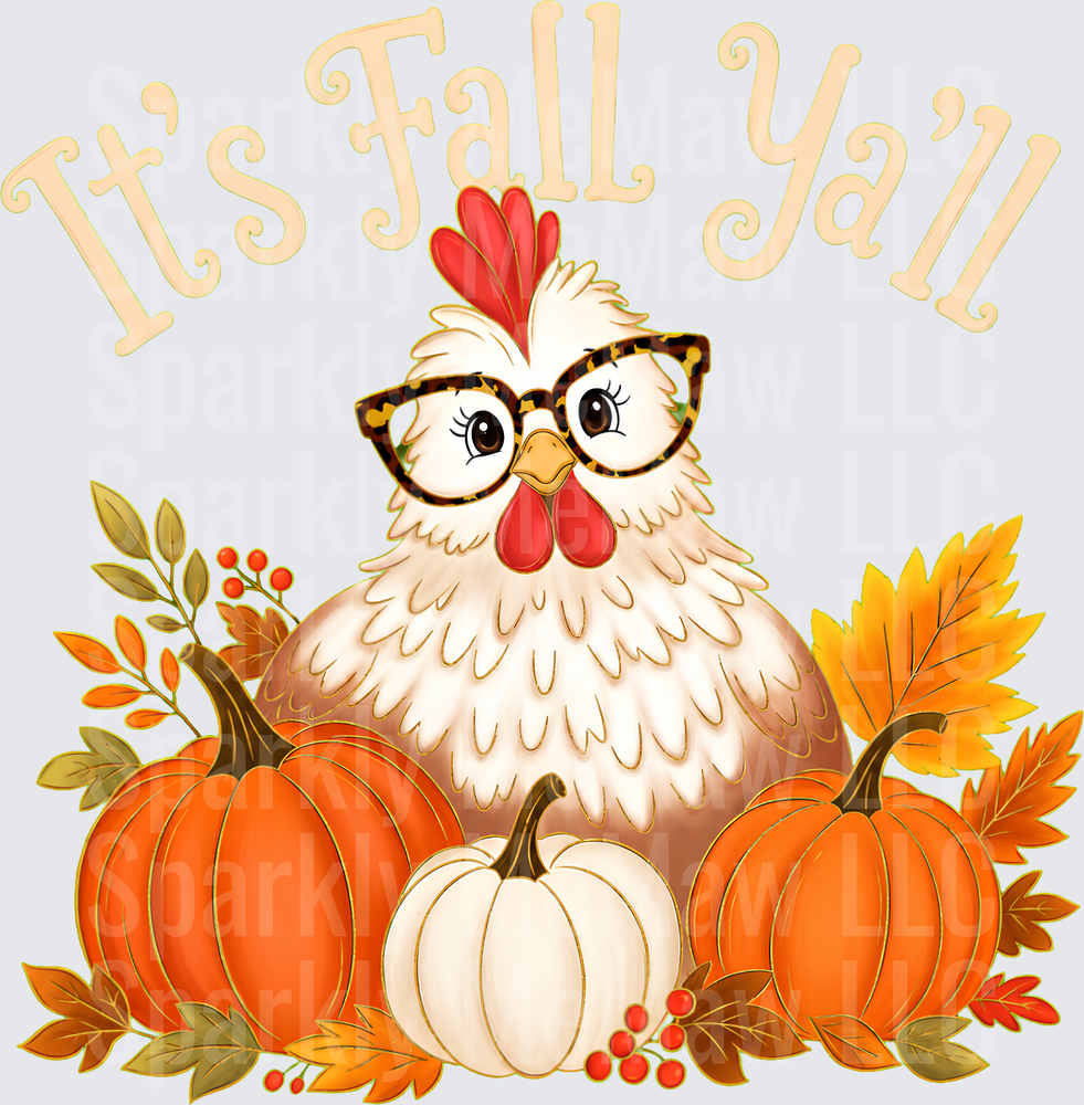 Sassy Fall Chicken Pumpkins UV DTF Decal