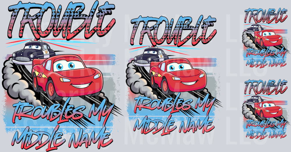 Troubles my middle Name Decal sset 5 ,4, and 2 inches