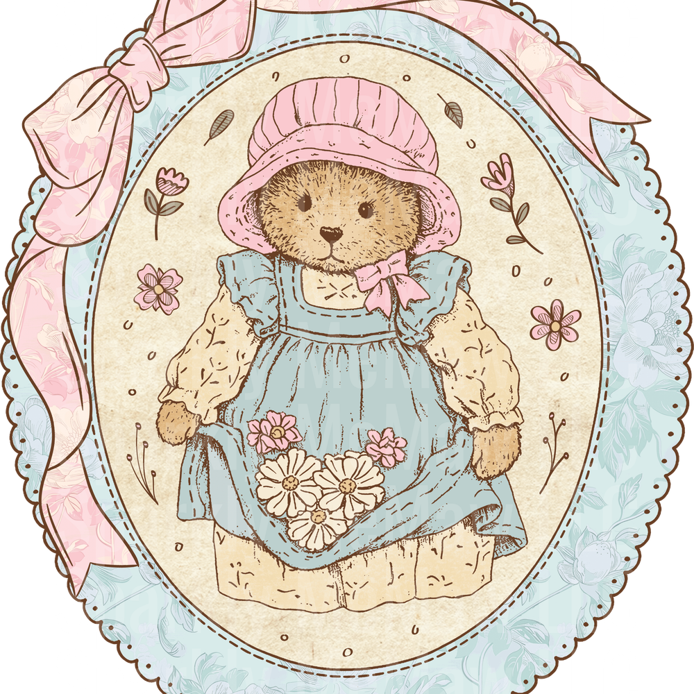 Spring Floral Vintage Bear UV DTF DECAL