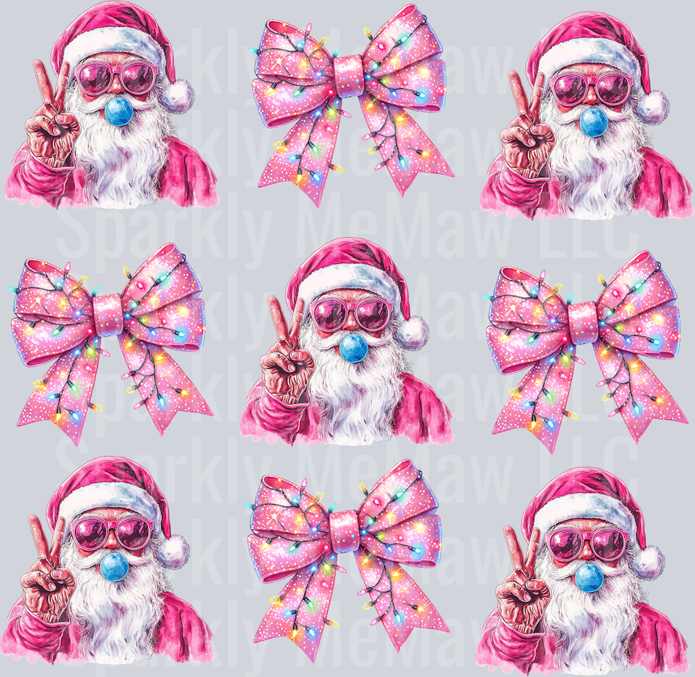 Retro Santa with Bows UV DTF Element Sheet