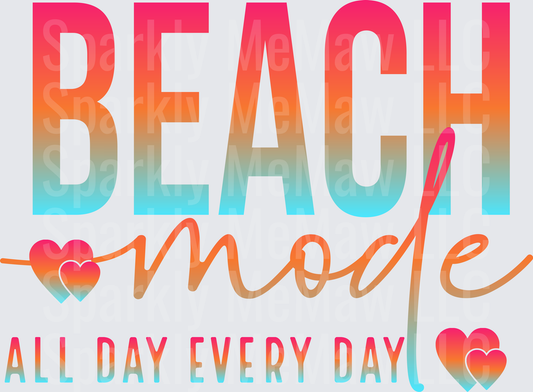Beach Mode All Day Every Day Tropical Sunset Gradient UV DTF Decal