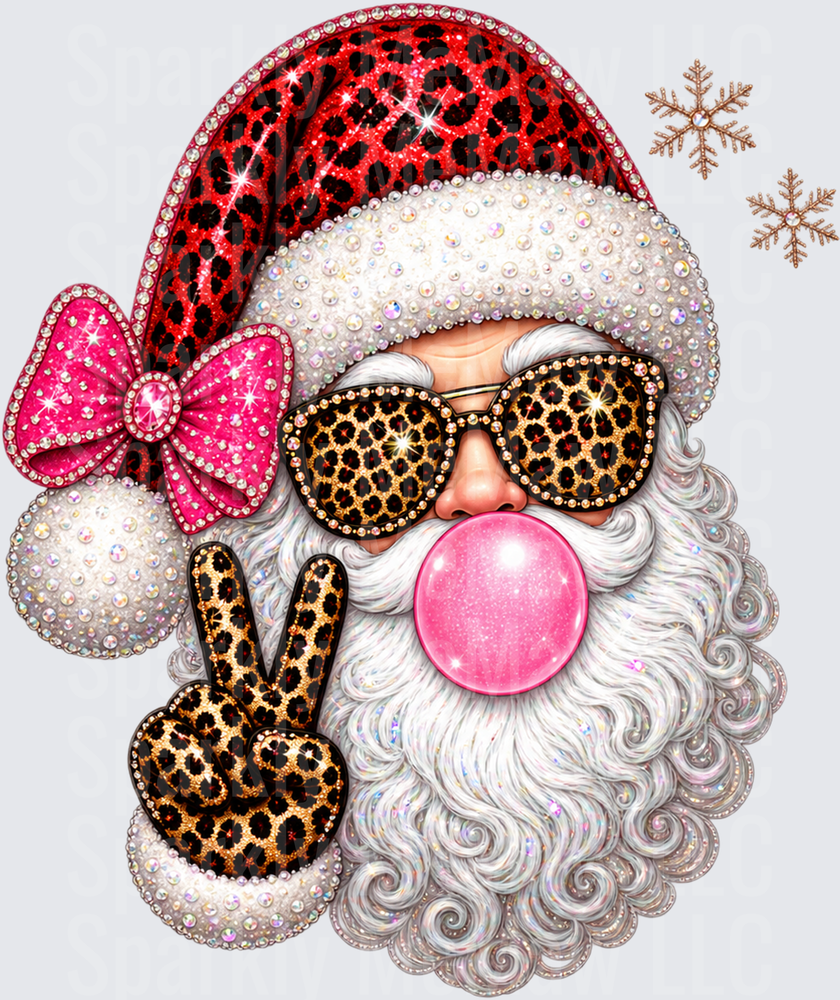 Leopard Santa Bubblegum Peace UV DTF Decal