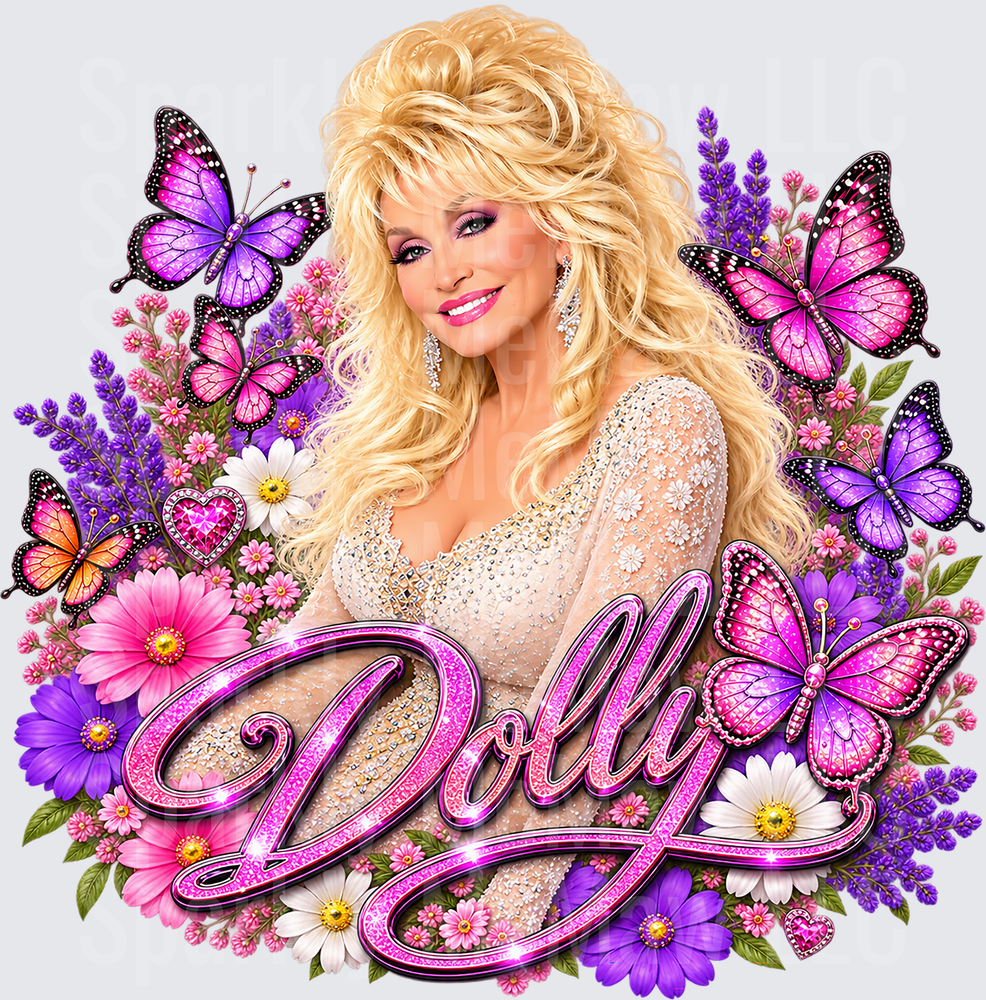 Dolly Parton Floral Butterfly UV Decal Decal