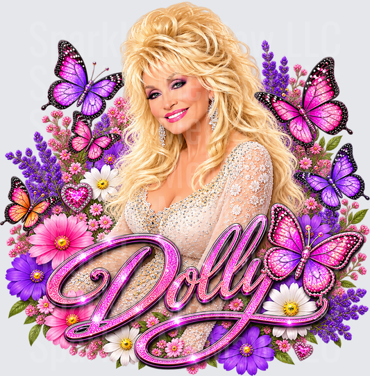 Dolly Parton Floral Butterfly UV Decal Decal