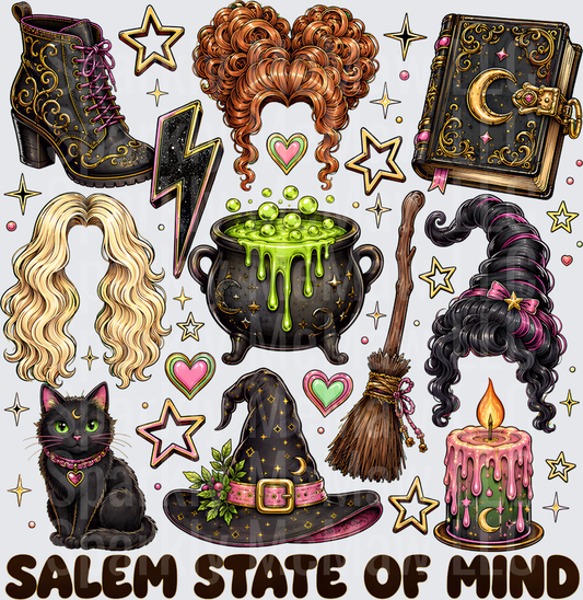Salem State of Mind Hocus Pocus Witch Halloween Collage uv dtf decal