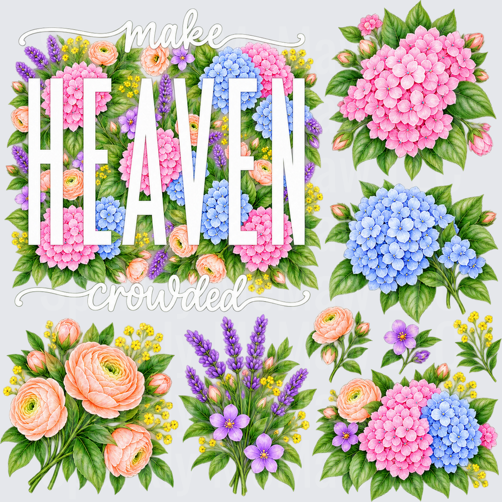 Make Heaven Crowded Floral Bouquet Sheet – This is a 10 inch Cut and Stick UV Decal Sheet