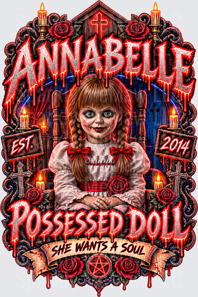Annabelle Possessed Doll Horror UV DTF Decal