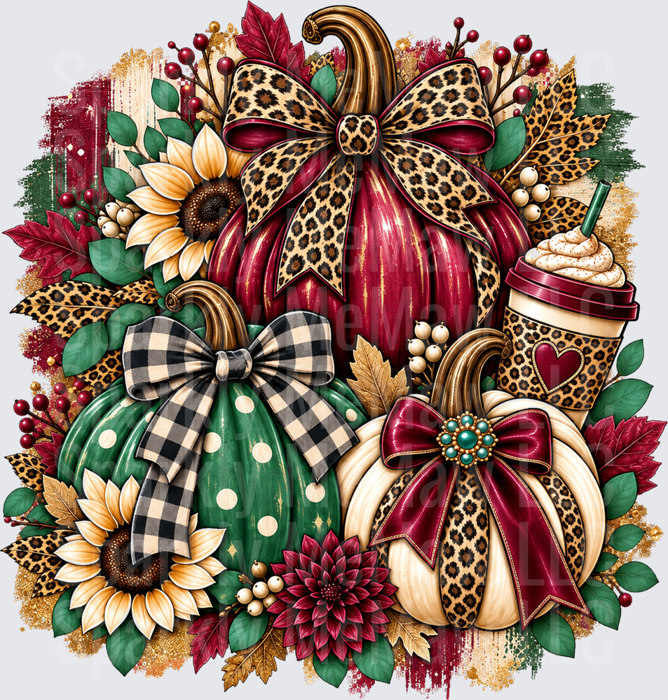 Leopard Bow Pumpkin Trio is a UV DTF Decal