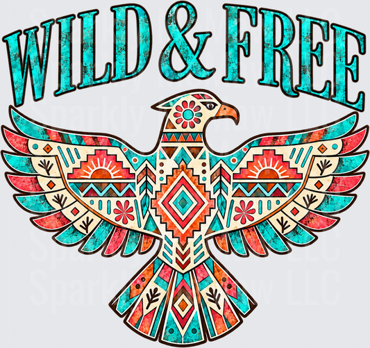 Wild & Free Aztec Eagle DTF Transfer for Fabrics