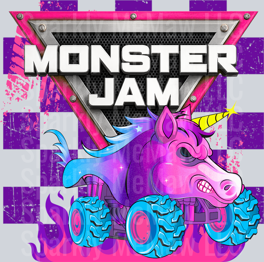 monster jam sparkle UV DTF Decal