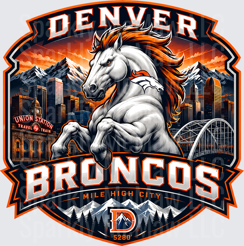 Denver Broncos Mile High City UV DTF Decal