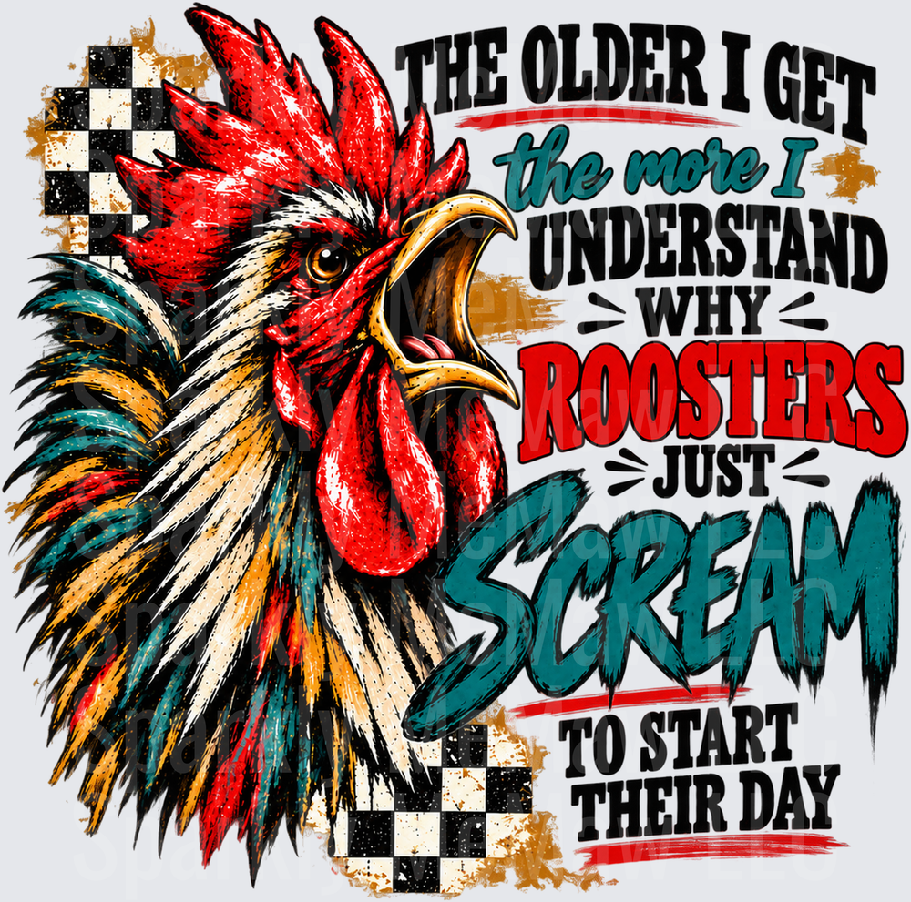 Screaming Rooster Funny Quote UV DTF Decal
