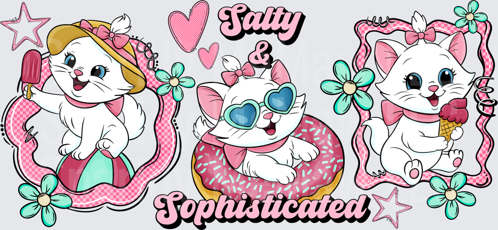 Salty & Sophisticated Marie Cat UV DTF 16 OZ Wrap