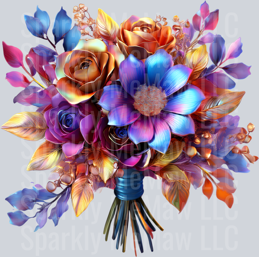 jewel tone floral clipart (90) UV DTF Decal