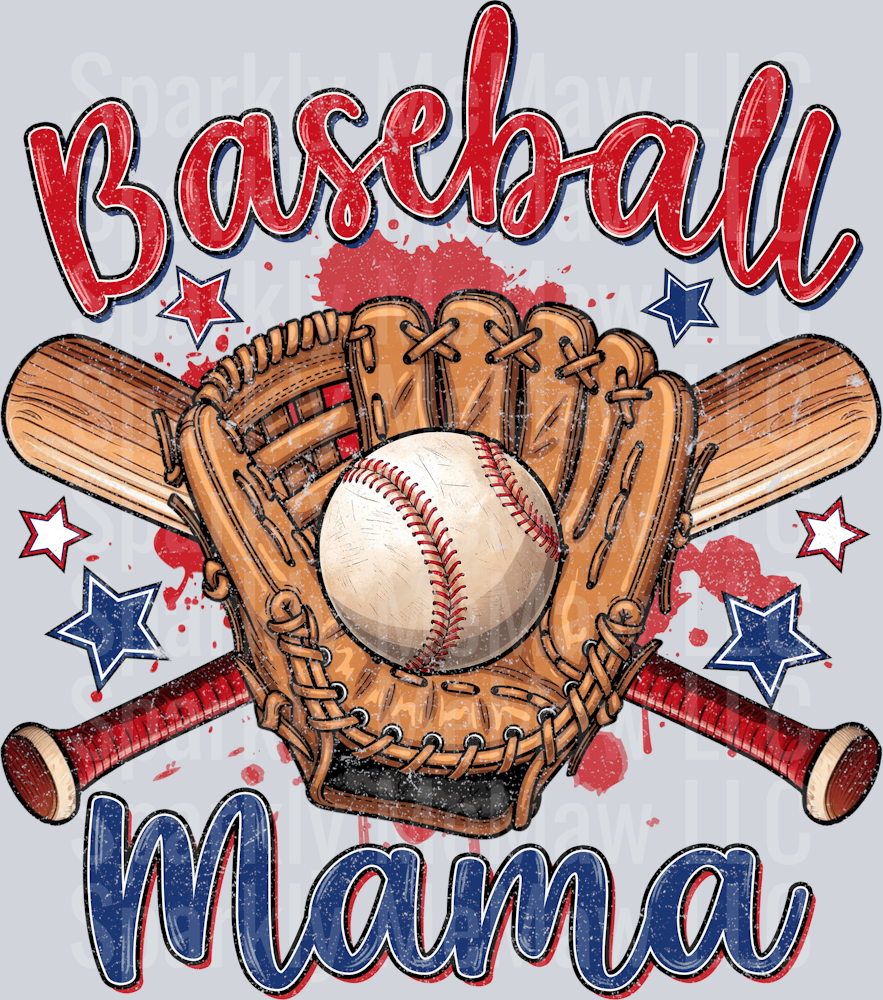 Vintage Baseball Mama DTF Transfer (Fabrics)