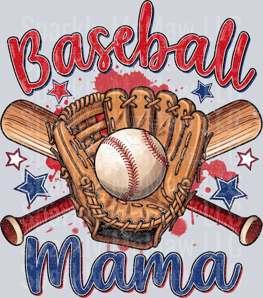 Vintage Baseball Mama DTF Transfer (Fabrics)