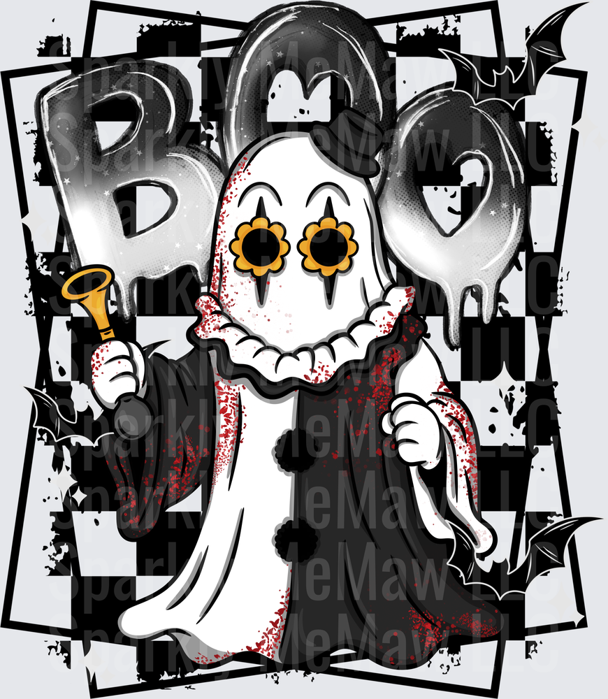 Clown Ghost BOO Halloween is a UV DTF Decal