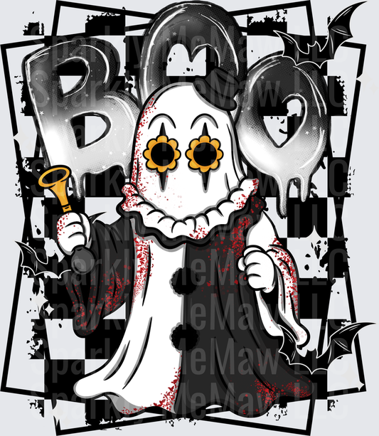 Clown Ghost BOO Halloween is a UV DTF Decal