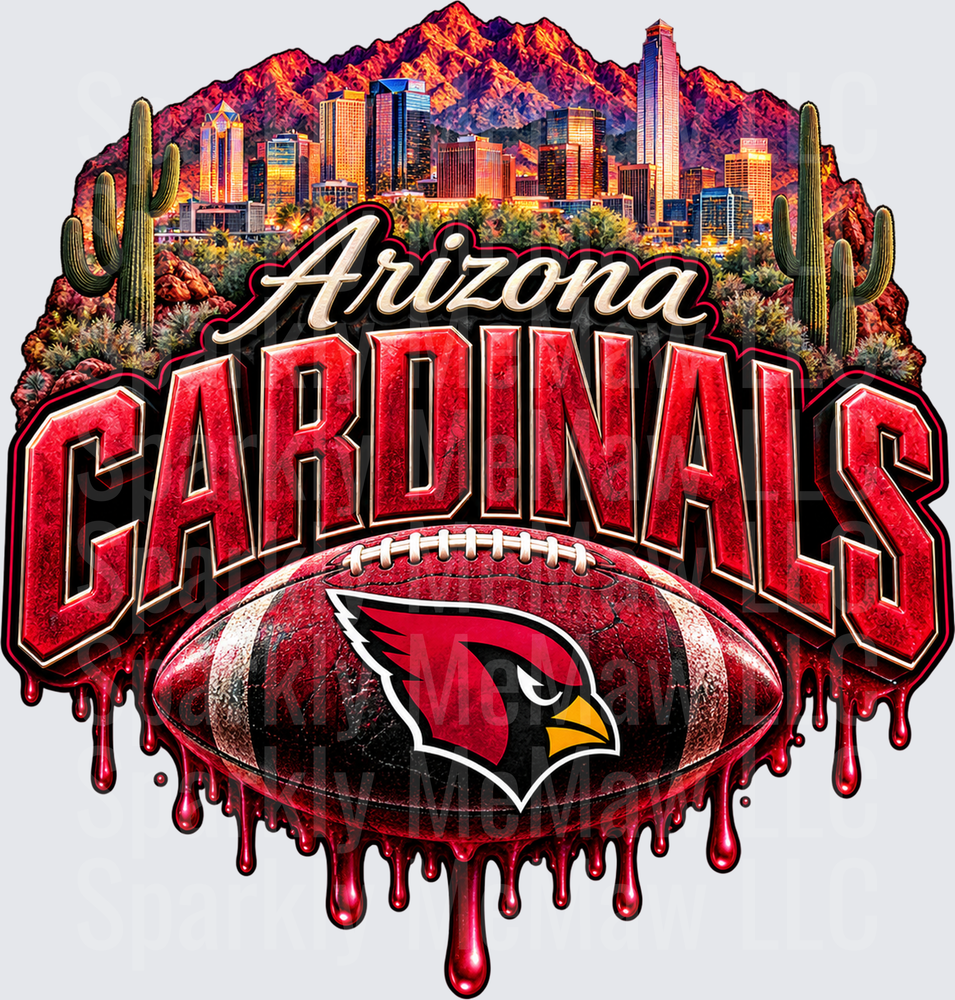 Arizona Cardinals Drip Football UV DTF Decal