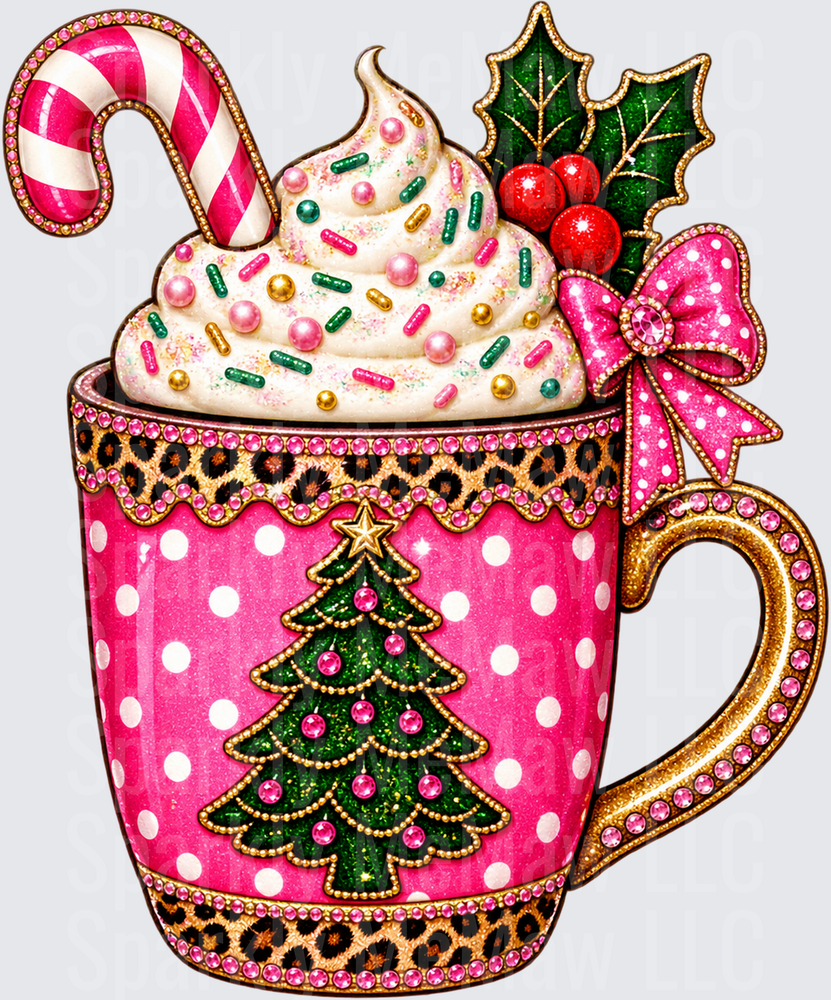 Glam Christmas Hot Cocoa Mug UV DTF Decal