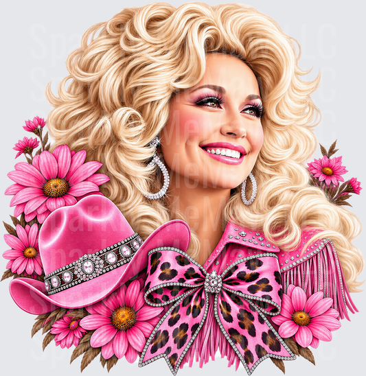 Dolly Parton Pink Cowgirl UV DTF Decal