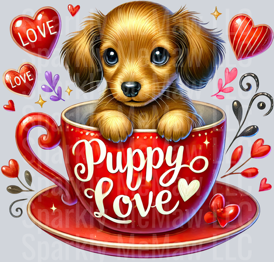 Valentines Cup Puppy  14 UV DTF Decal