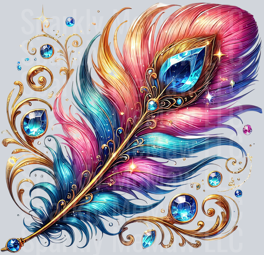 13 Fancy Feathers UV DTF Clip Art Decal