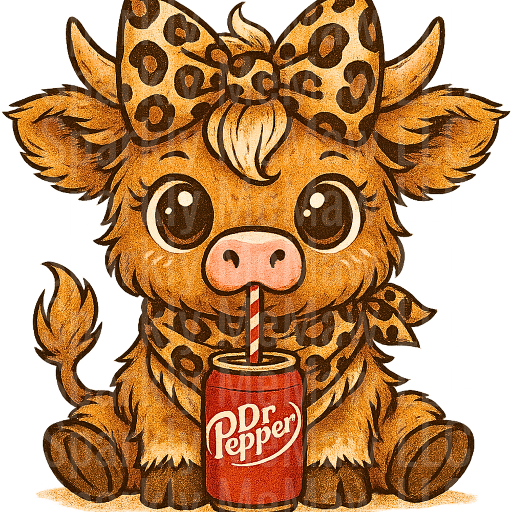 highland cow dr pepper 2 uv dtf decal