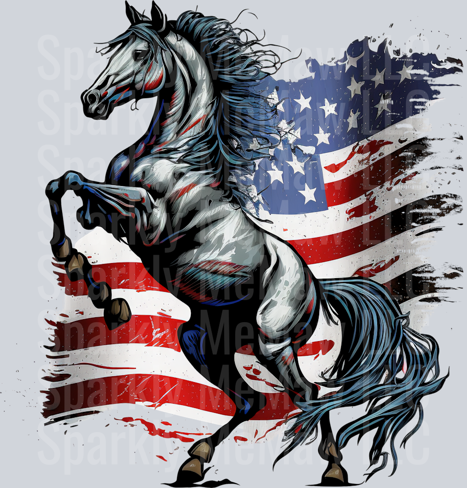 Flag Horse DTF Transfer