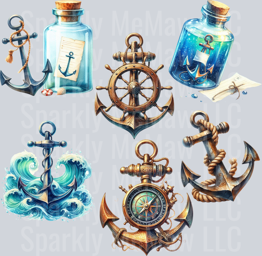 Anchors Away 10x10 UV DTF Sheet