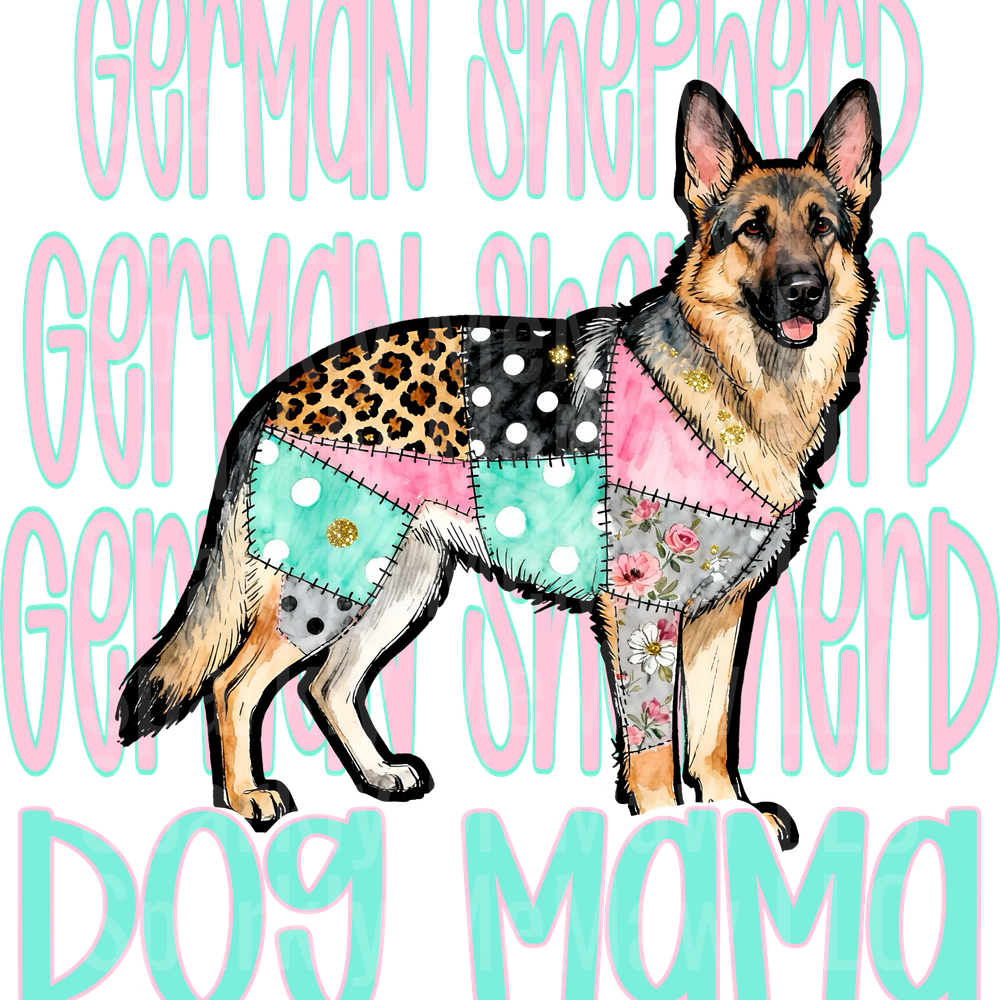 German shepherd dog mama DTF Transfer (Fabrics)