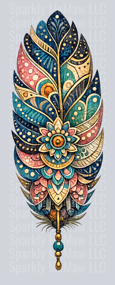 Owl Mandala Feather 2 UV DTF Clip Art Decal