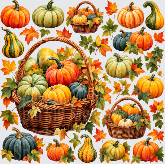 Autumn Pumpkins Harvest Basket Collection this is a 10x10 Cut and stick uv Sheet