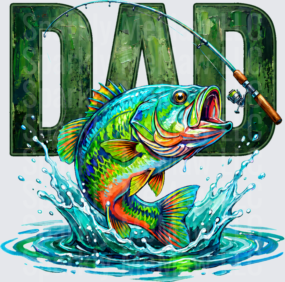 DAD Fishing Bass Splash UV DTF Decal