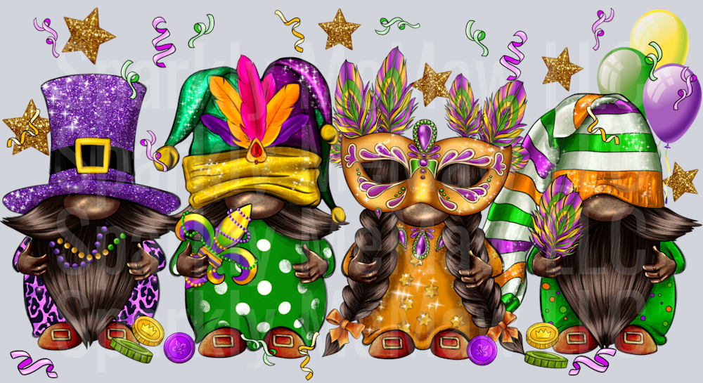 Mardi Gnomes UV DTF Decal
