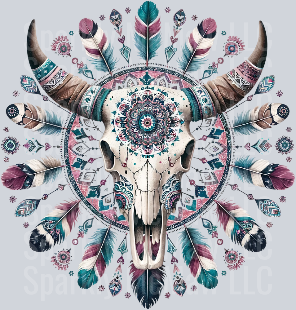 bull skull mandala 8 Clip Art UV DTF Decal