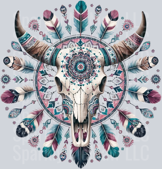 bull skull mandala 8 Clip Art UV DTF Decal