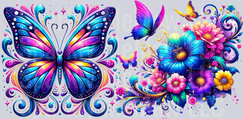 Butterflies Glass Jar UV DTF Wrap