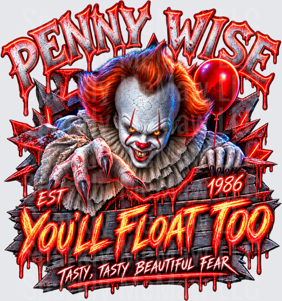 Pennywise You'll Float Too UV DTF Decal
