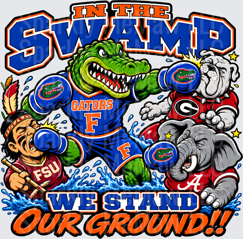 Florida Gators In The Swamp We Stand Our Ground Boxing Rivals This Is A UV DTF Decal