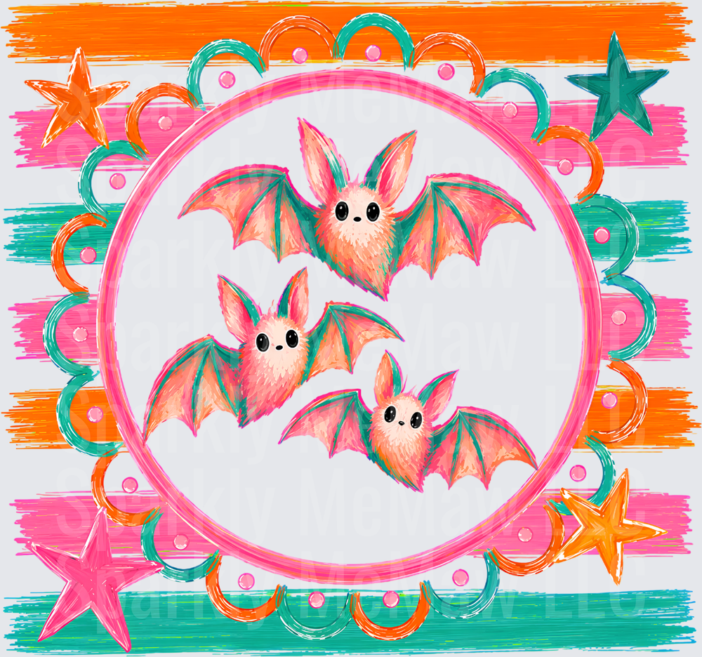 Cute Bats Trio This is a UV DTF Decal