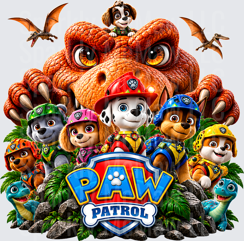 PAW Patrol Dino Rescue Gang UV DTF Decal