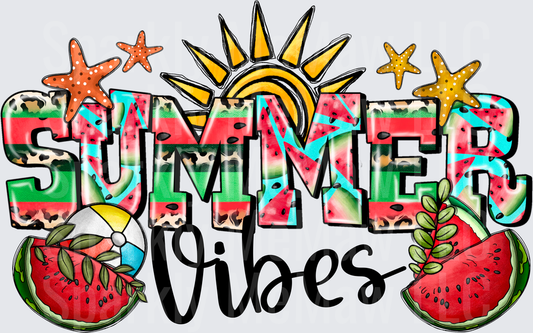 Summer Vibes Watermelon Starfish Sun Beach UV DTF Decal